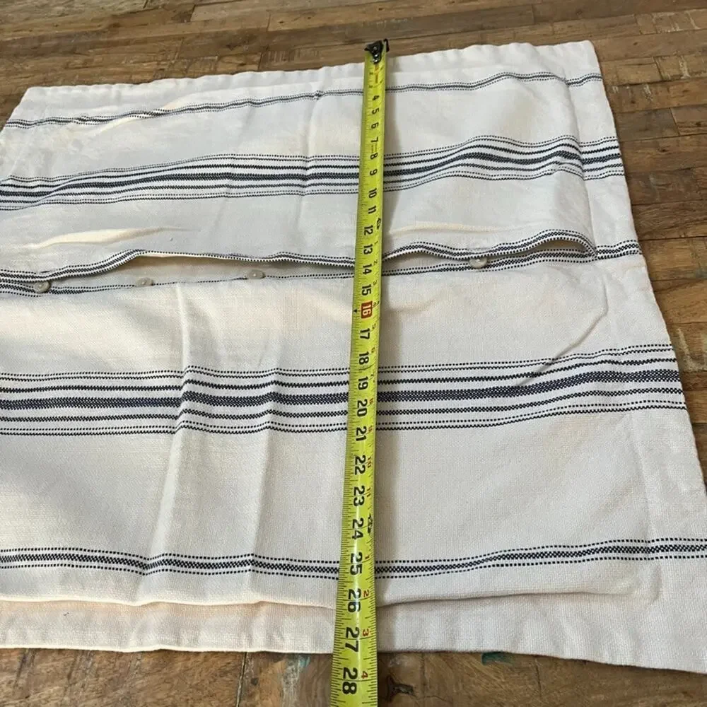 Chaps Euro Pillow Case Pillow Sham 100% Cotton Blue White Stripes